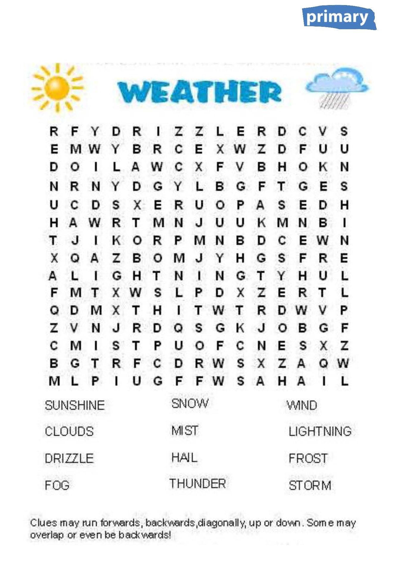 Weather word search National Parents Council